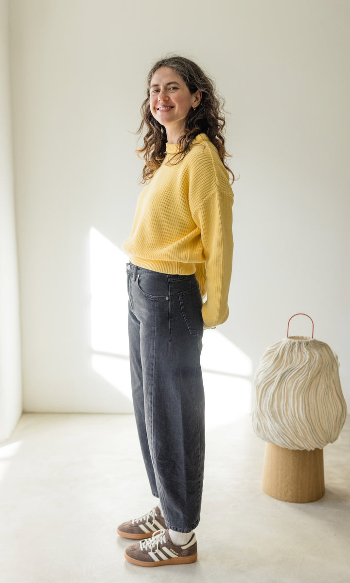 Strickpullover aus Bio Baumwolle Hellgelb