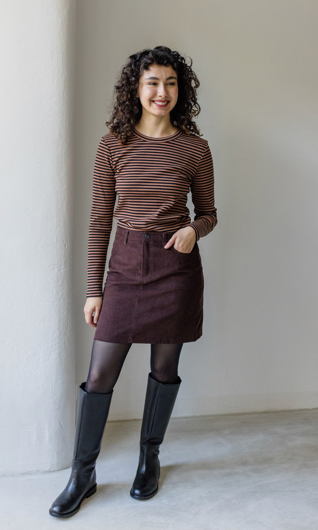 Minirock aus Cord in Chocolat