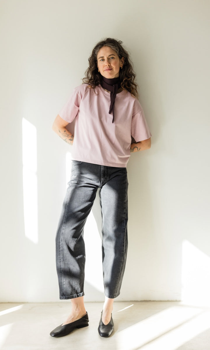 Kleiner Strickschal zum Binden in Chocolat aus Bio Baumwolle - abricot coco