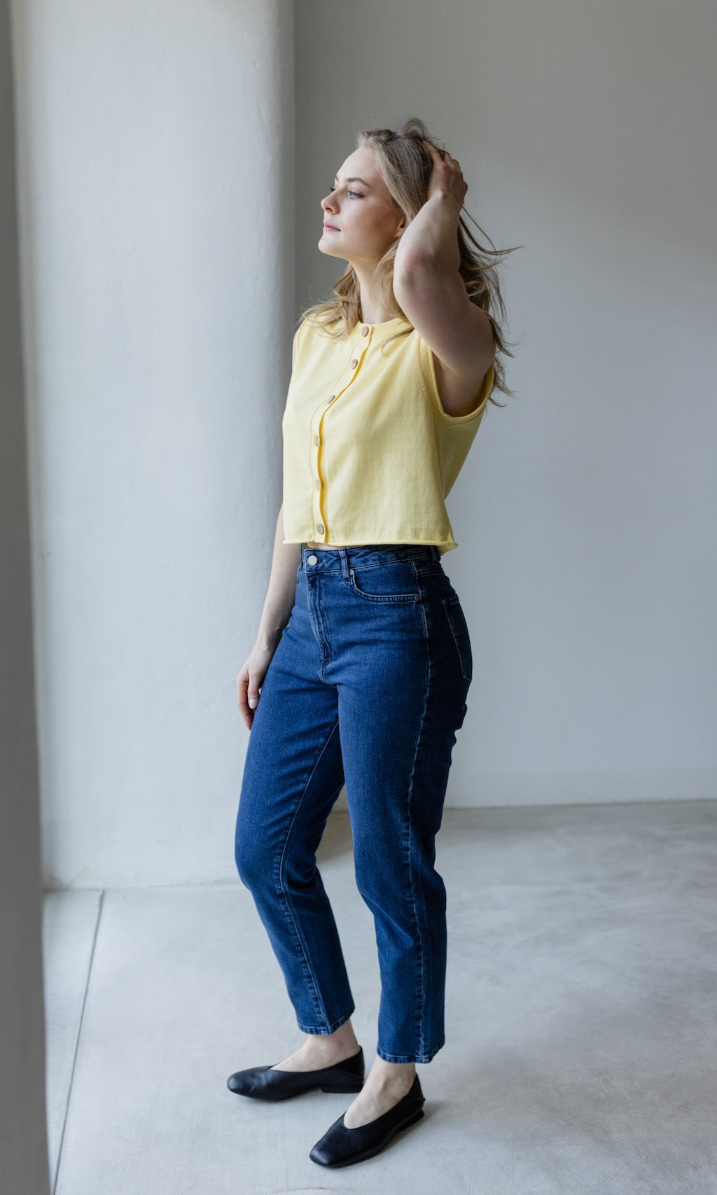 Jeans Mom Fit Dunkelblau - abricot coco