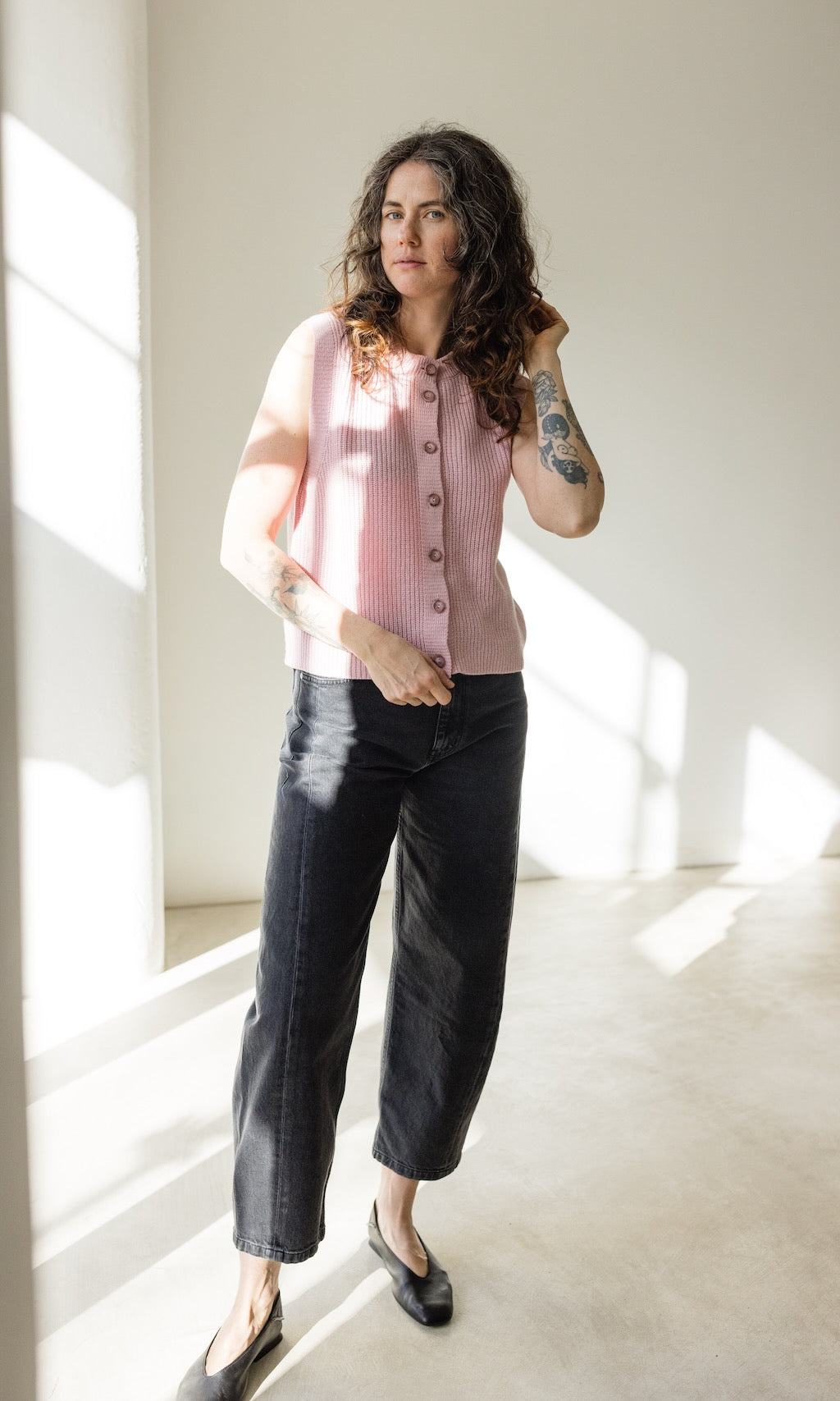 Gerippte Strickweste RUBY - abricot coco