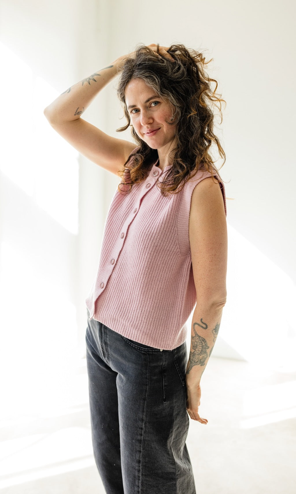 Gerippte Strickweste RUBY - abricot coco