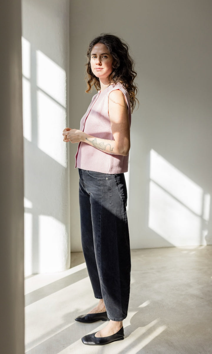 Gerippte Strickweste RUBY - abricot coco