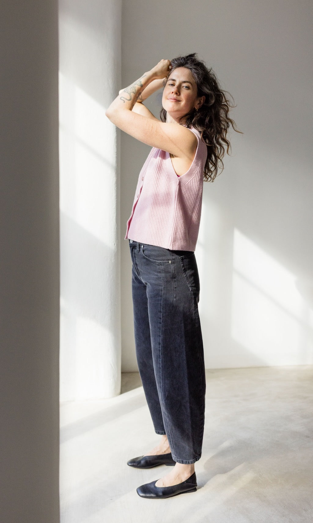 Gerippte Strickweste RUBY - abricot coco