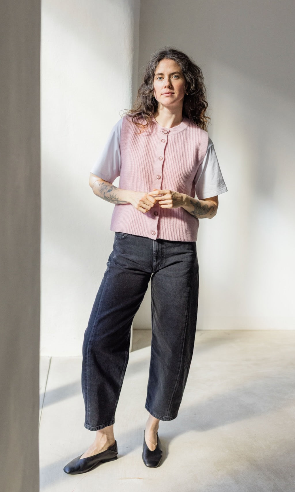 Gerippte Strickweste RUBY - abricot coco