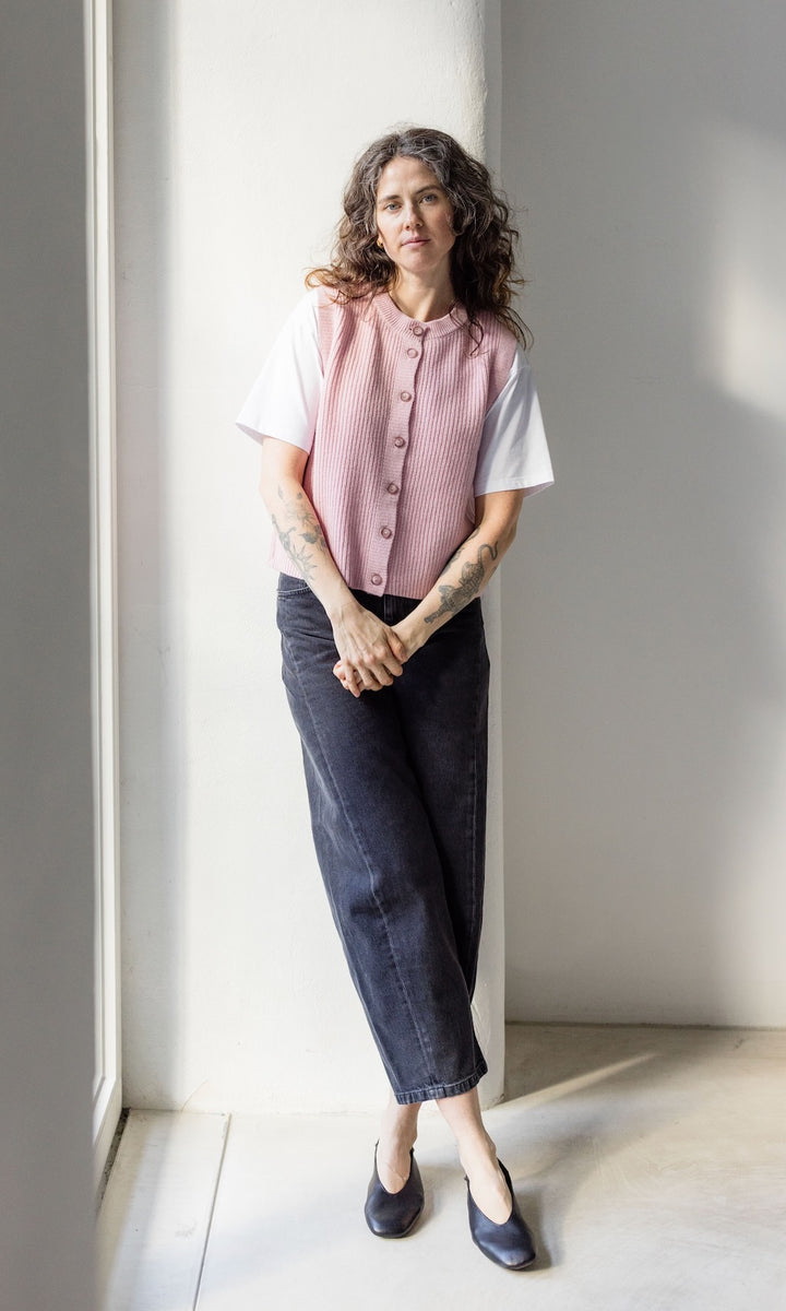 Gerippte Strickweste RUBY - abricot coco