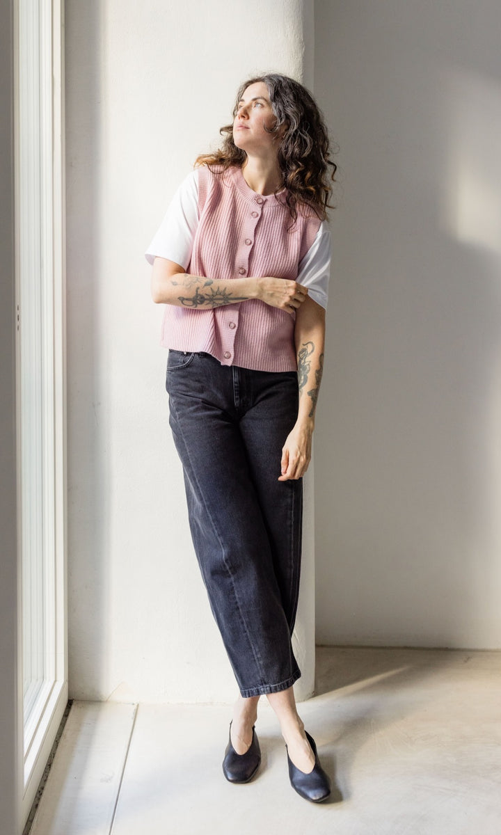 Gerippte Strickweste RUBY - abricot coco