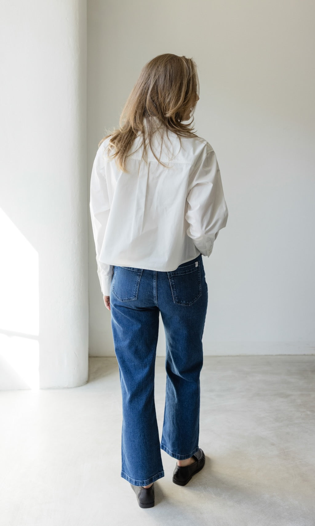 Cropped Oversized Hemd mit aufgesetzten Taschen - abricot coco