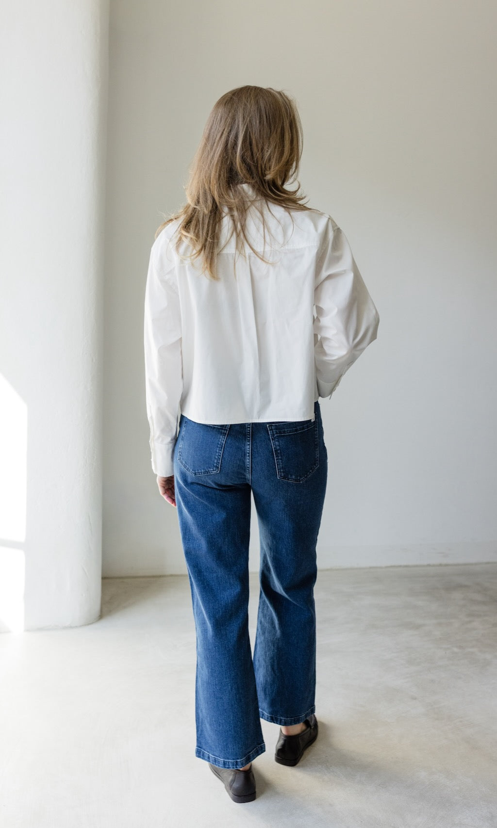 Cropped Oversized Hemd mit aufgesetzten Taschen - abricot coco