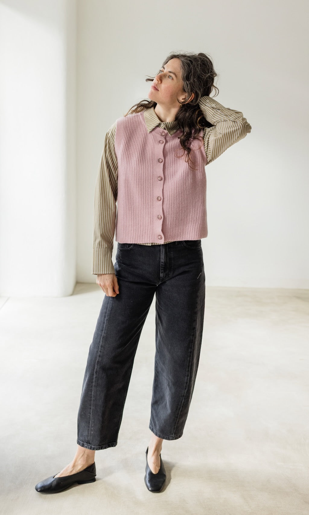 Gerippte Strickweste RUBY - abricot coco