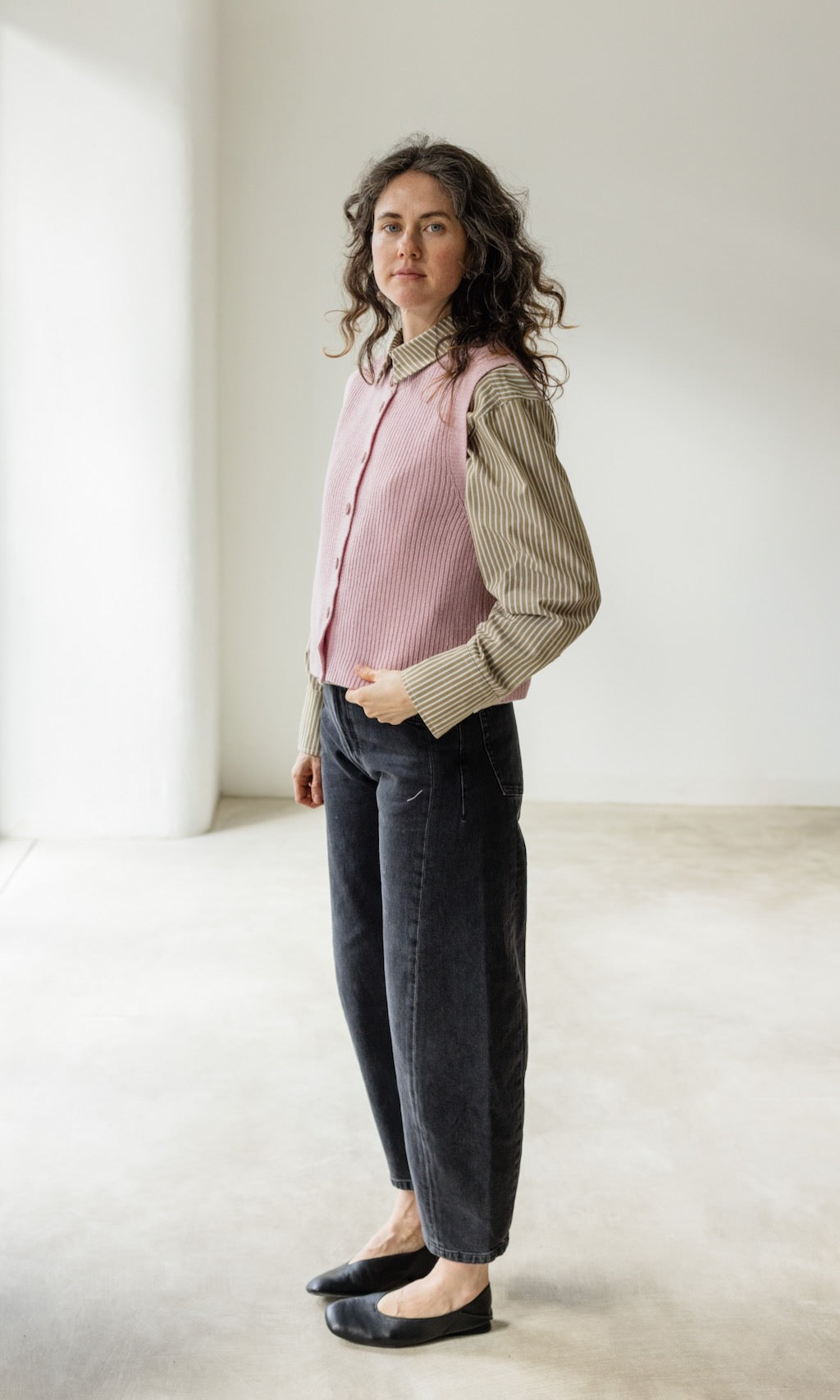 Gerippte Strickweste RUBY - abricot coco