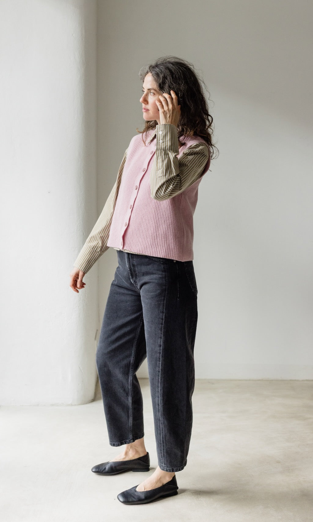 Gerippte Strickweste RUBY - abricot coco