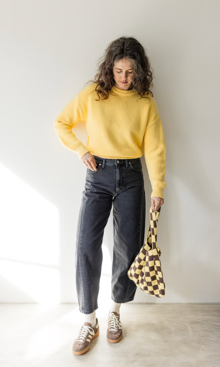 Strickpullover aus Bio Baumwolle Hellgelb