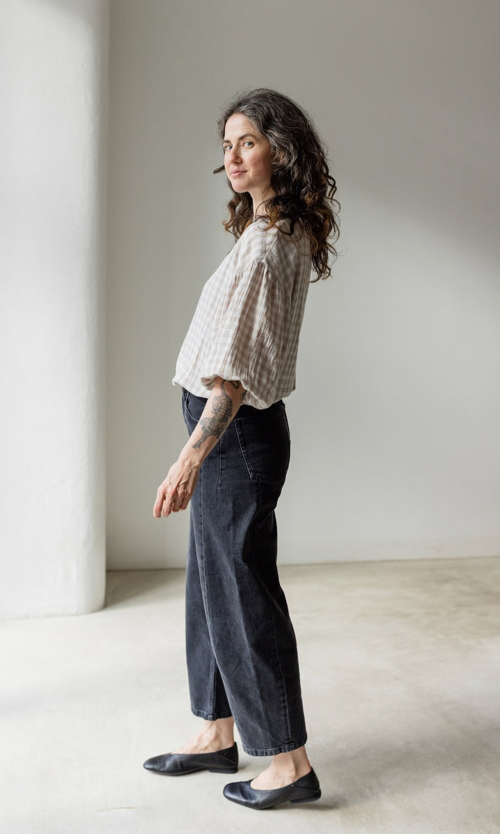 Bluse April in Karo Sesam