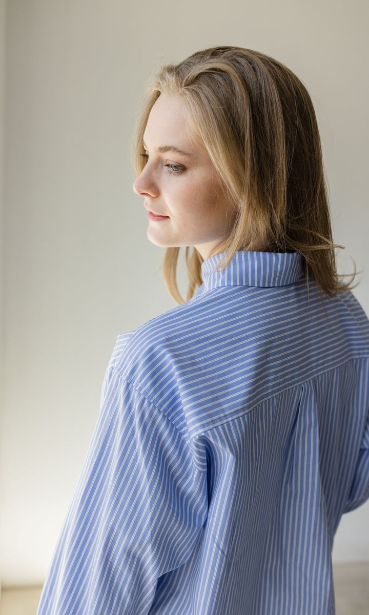 Cropped Oversized Hemd mit aufgesetzten Taschen - abricot coco