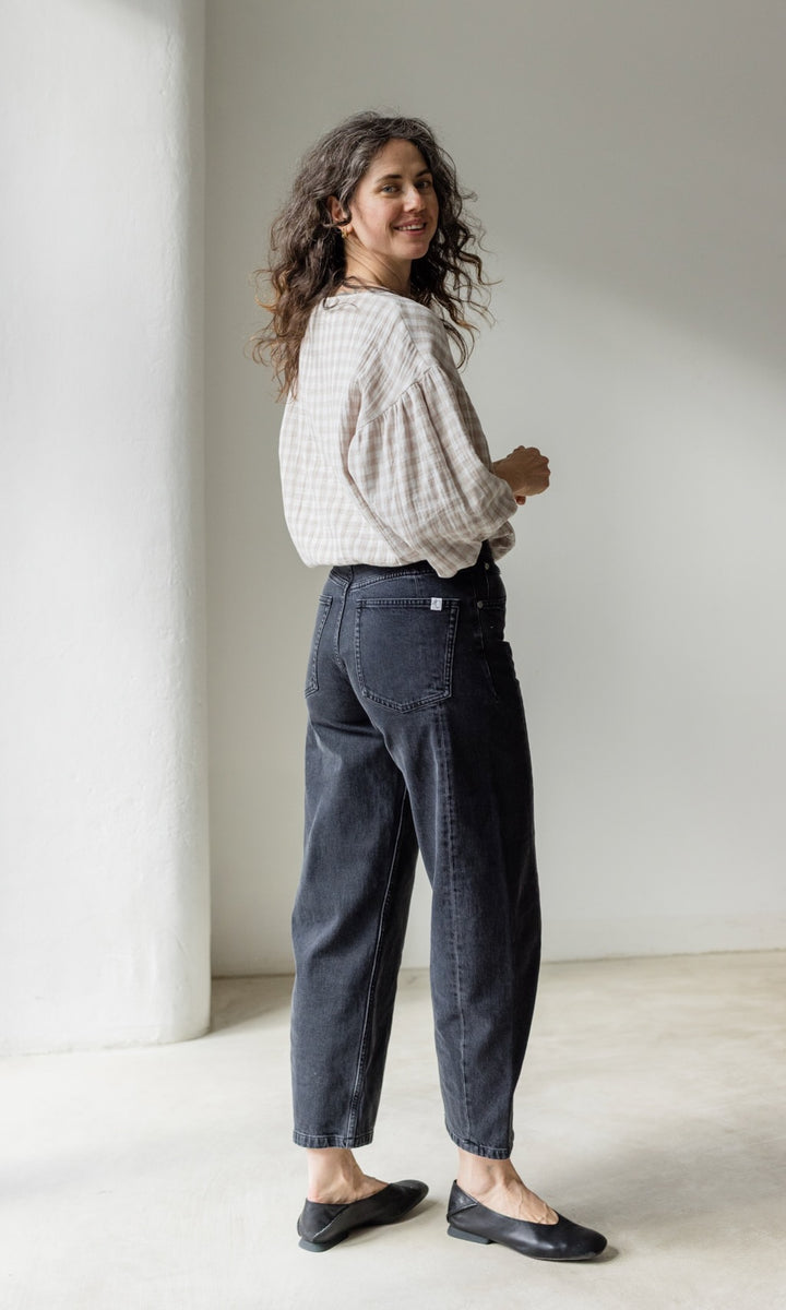 Bluse April in Karo Sesam