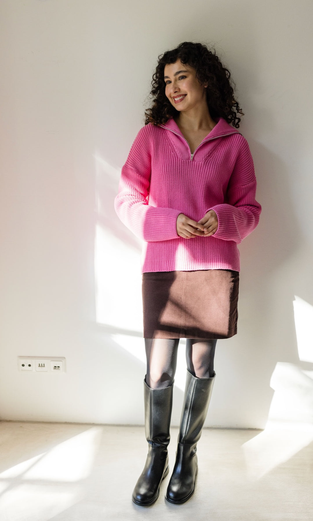 Gerippter Pullover MIO mit Zipper