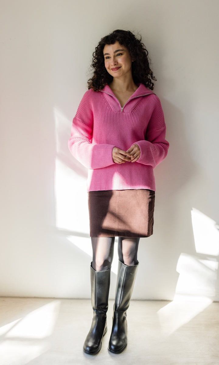 Gerippter Pullover MIO mit Zipper