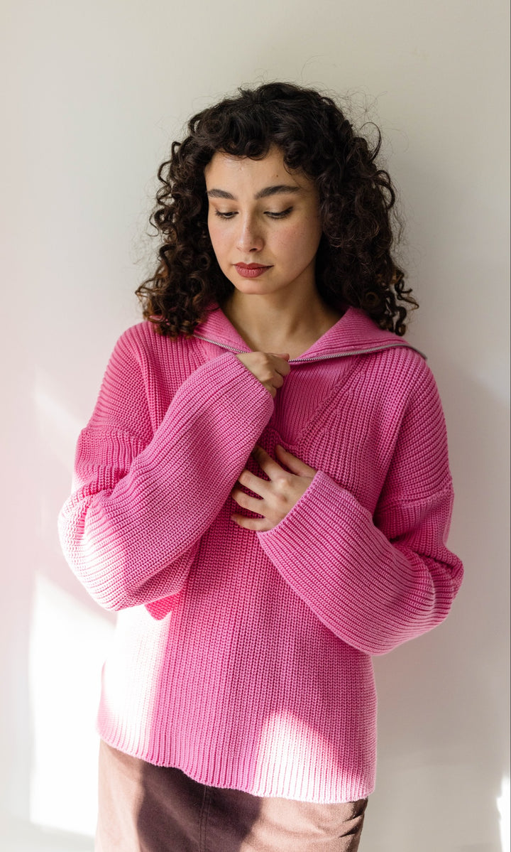 Gerippter Pullover MIO mit Zipper