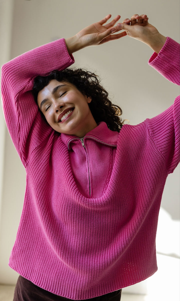 Gerippter Pullover MIO mit Zipper