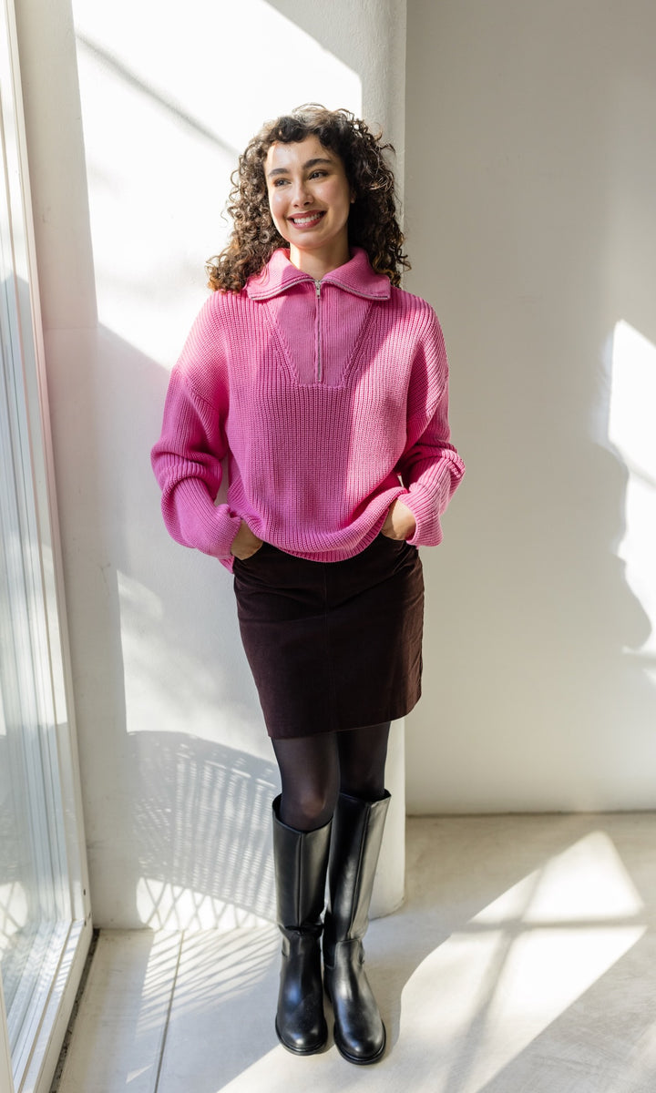 Gerippter Pullover MIO mit Zipper