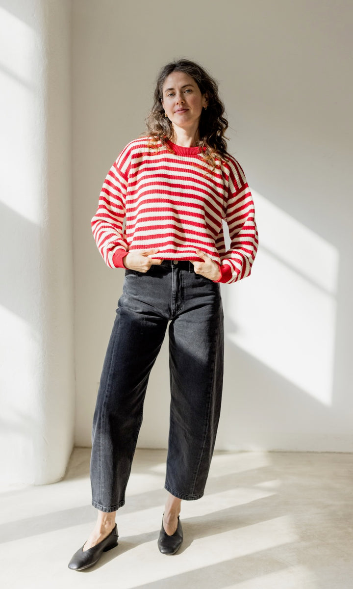 Gestreifter Strickpullover aus Bio Baumwolle