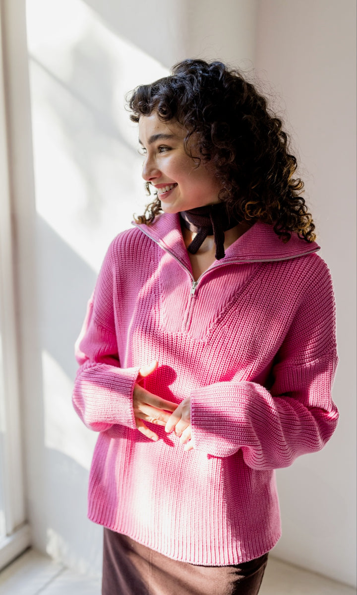 Gerippter Pullover MIO mit Zipper