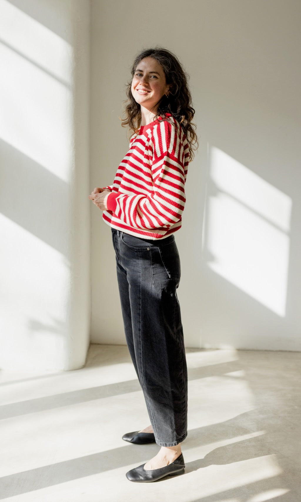 Gestreifter Strickpullover aus Bio Baumwolle