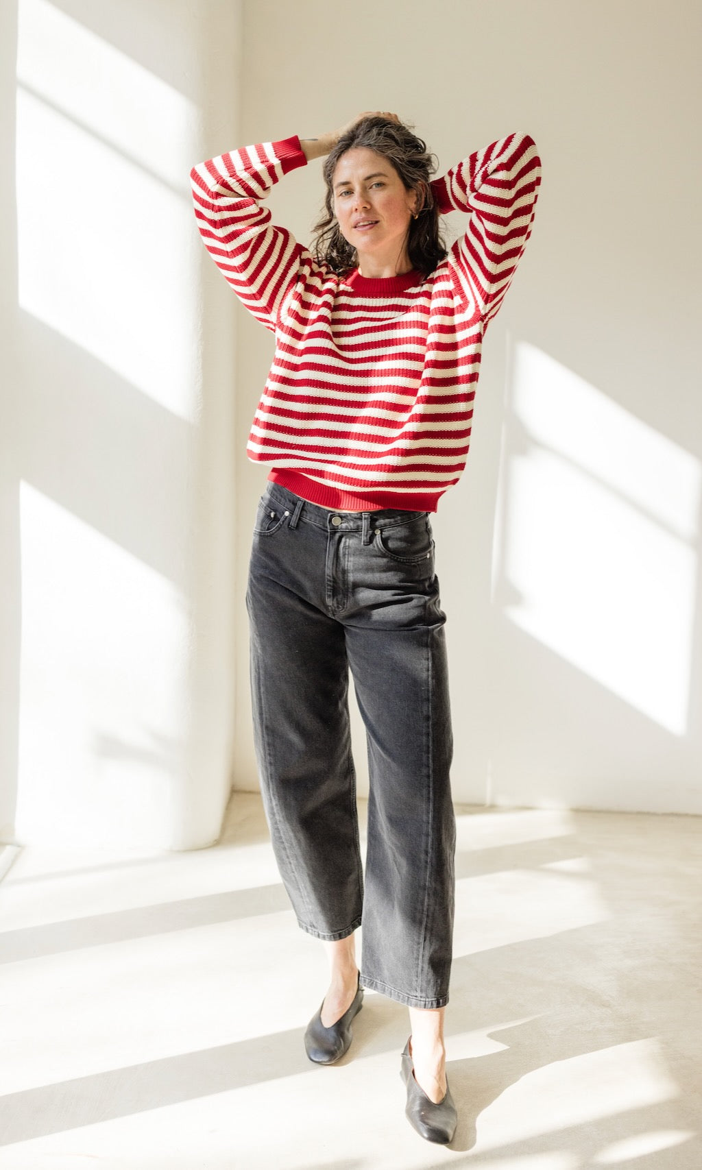 Gestreifter Strickpullover aus Bio Baumwolle