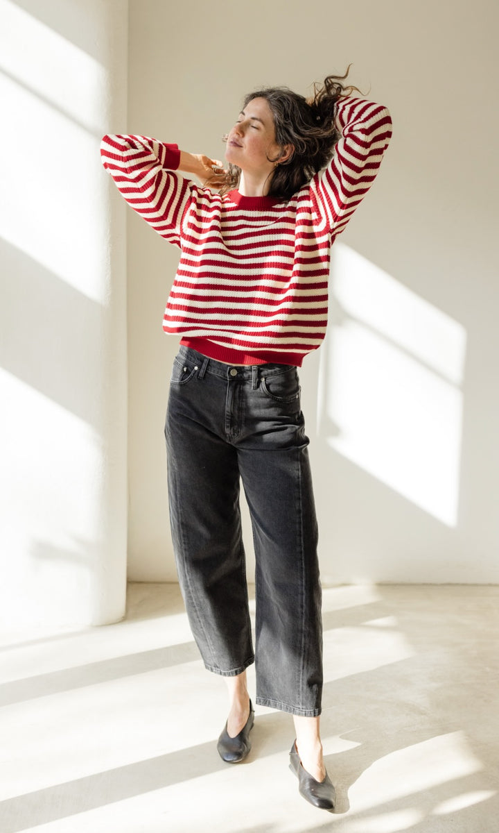 Gestreifter Strickpullover aus Bio Baumwolle