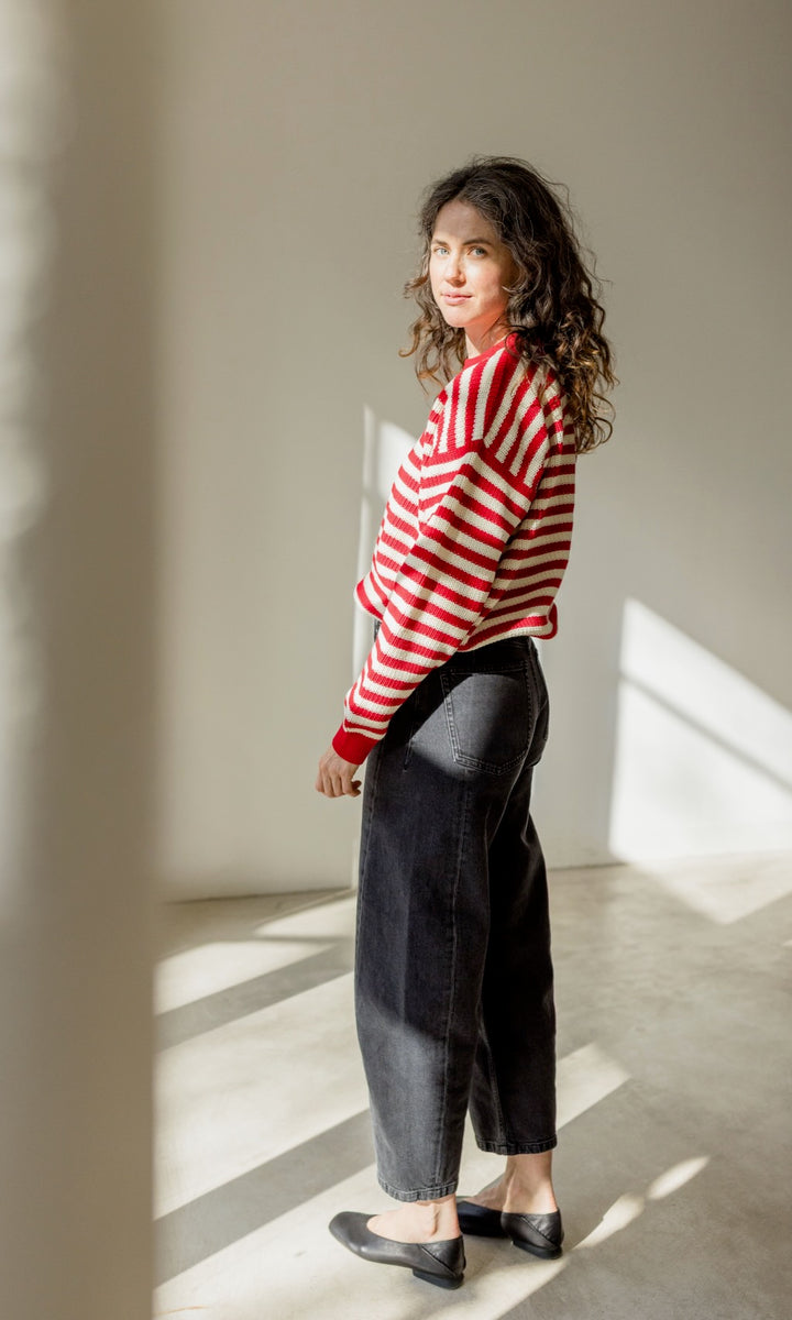 Gestreifter Strickpullover aus Bio Baumwolle