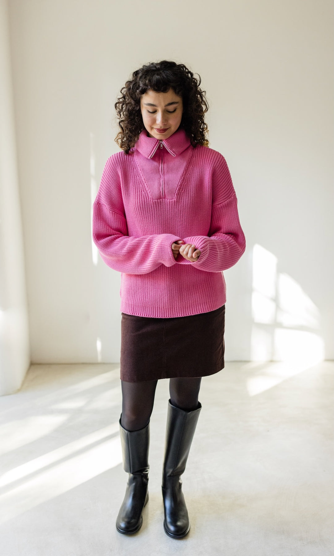 Gerippter Pullover MIO mit Zipper