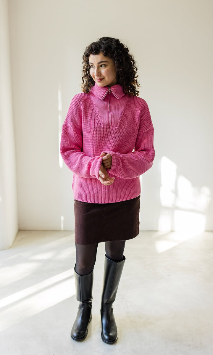 Gerippter Pullover MIO mit Zipper