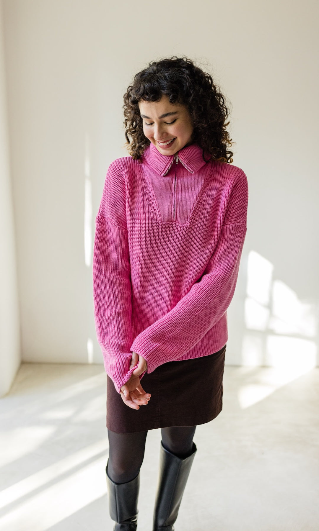 Gerippter Pullover MIO mit Zipper