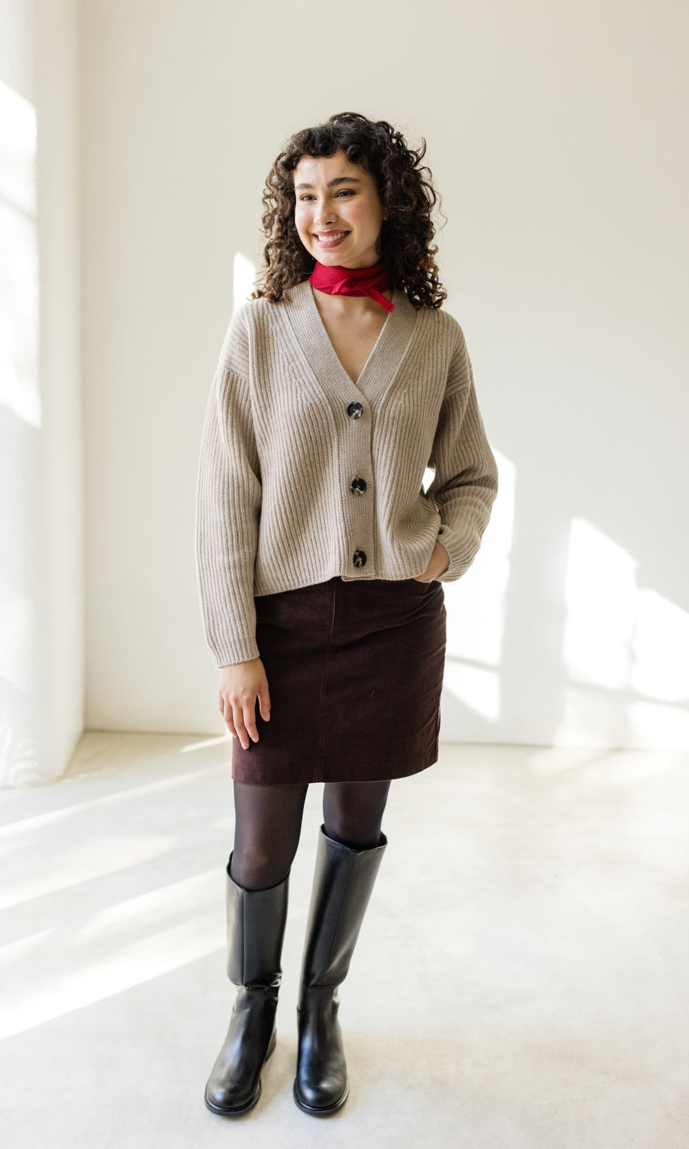 Cardigan (Merinowolle-Kaschmir) - abricot coco