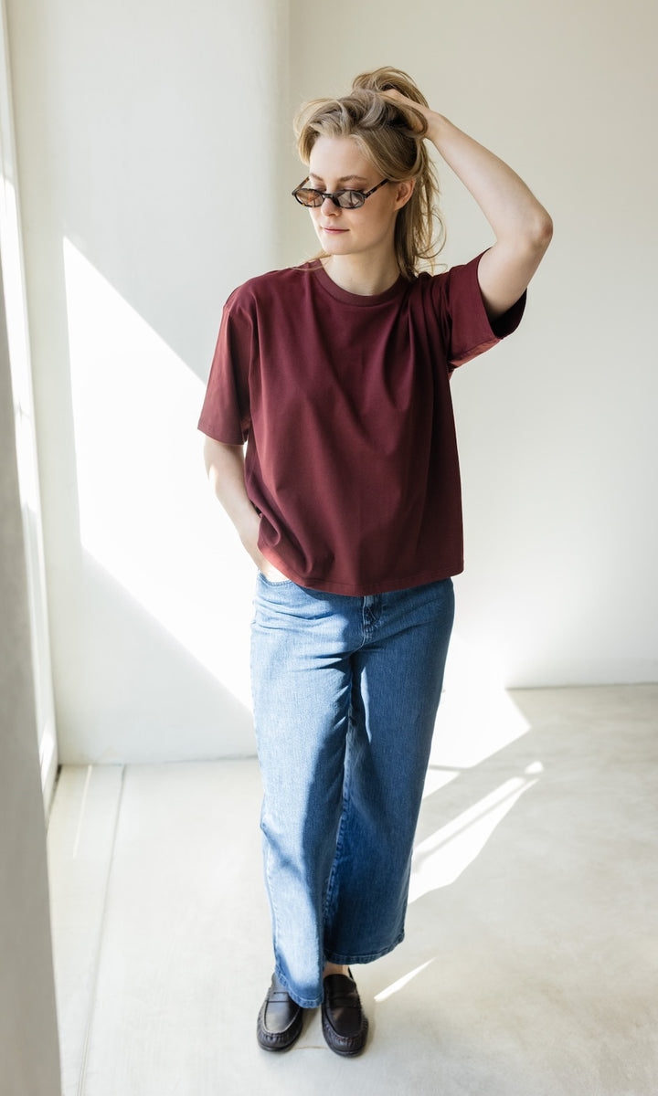 Oversized T-Shirt in Burgund - abricot coco