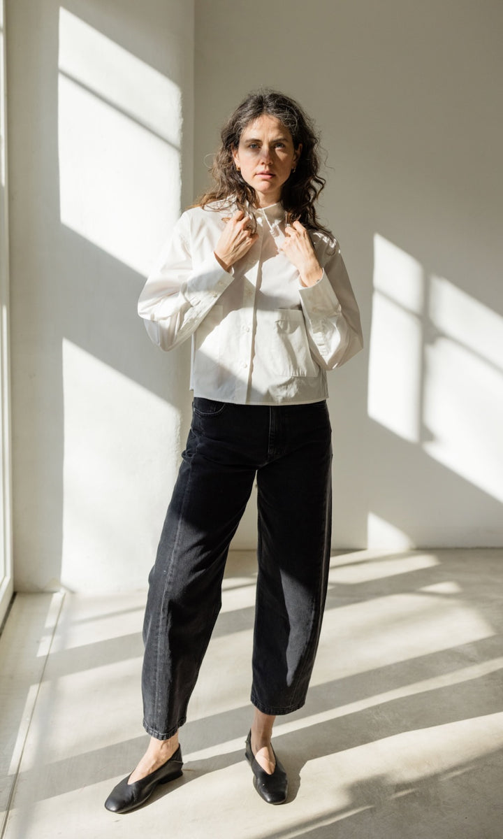 Cropped Oversized Hemd in Weiß