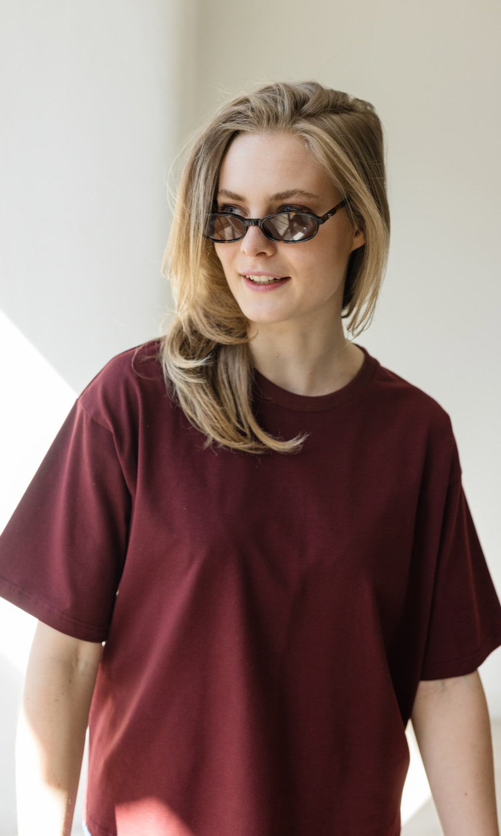Oversized T-Shirt in Burgund - abricot coco