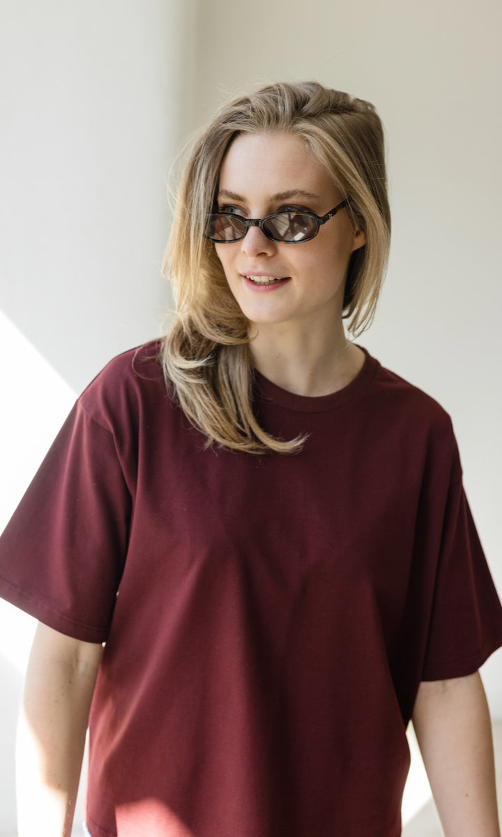 Oversized T-Shirt in Burgund - abricot coco