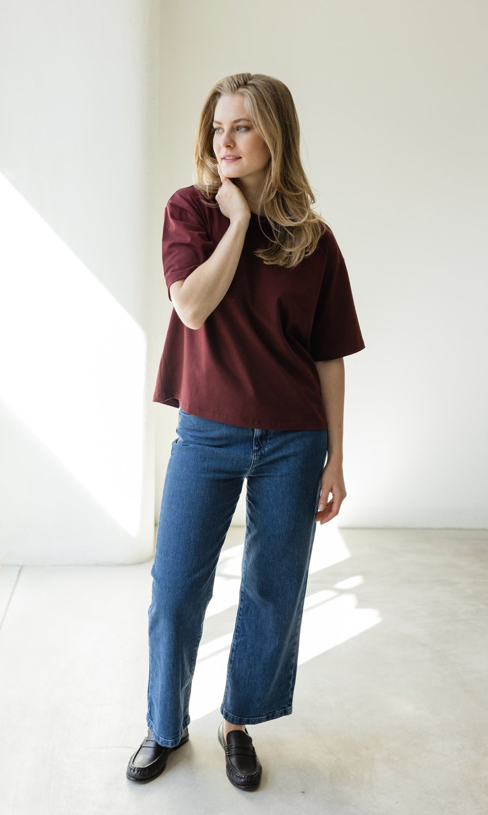 Oversized T-Shirt in Burgund - abricot coco