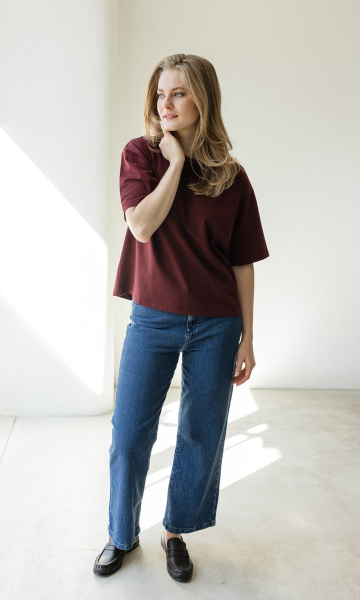 Oversized T-Shirt in Burgund - abricot coco