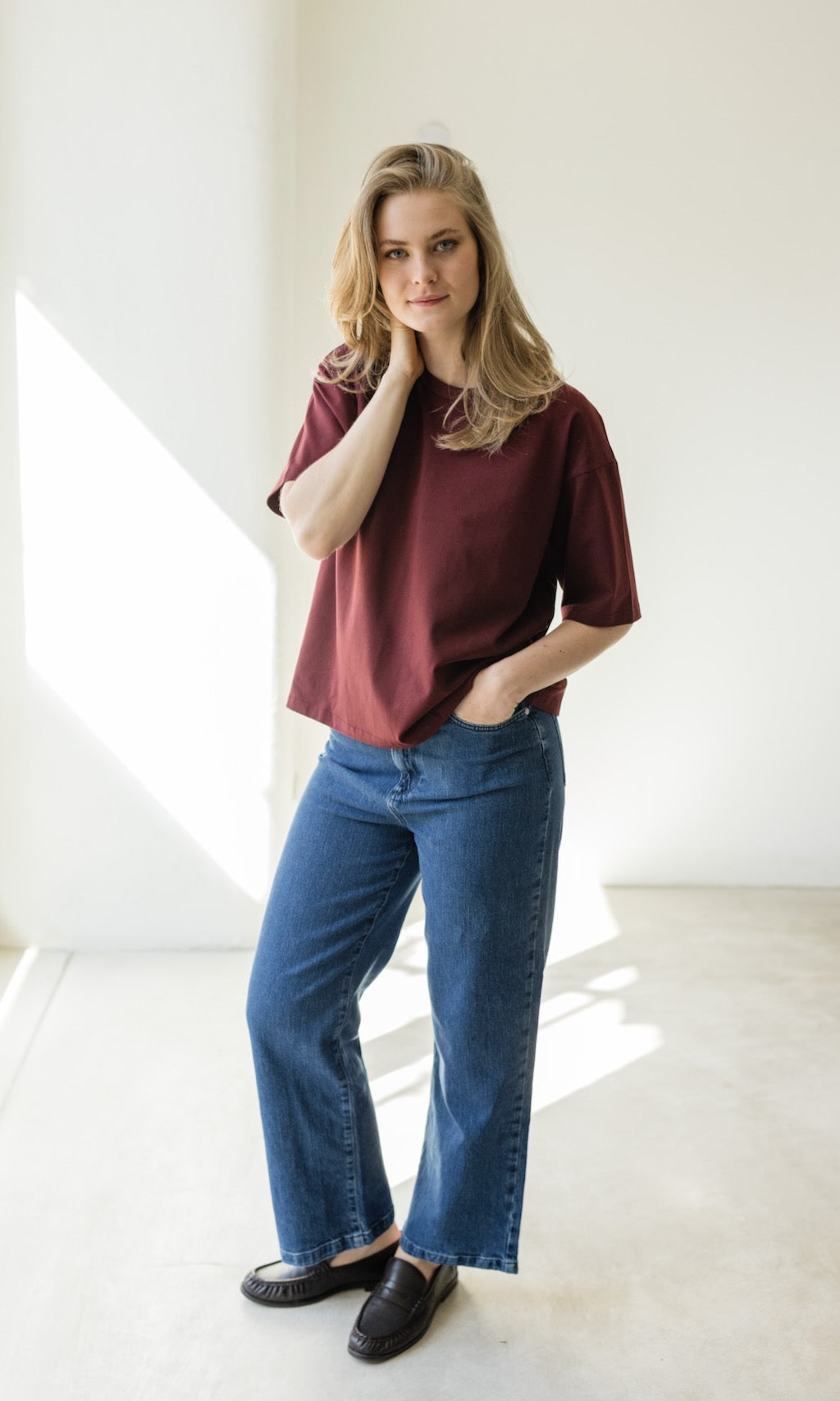Oversized T-Shirt in Burgund - abricot coco