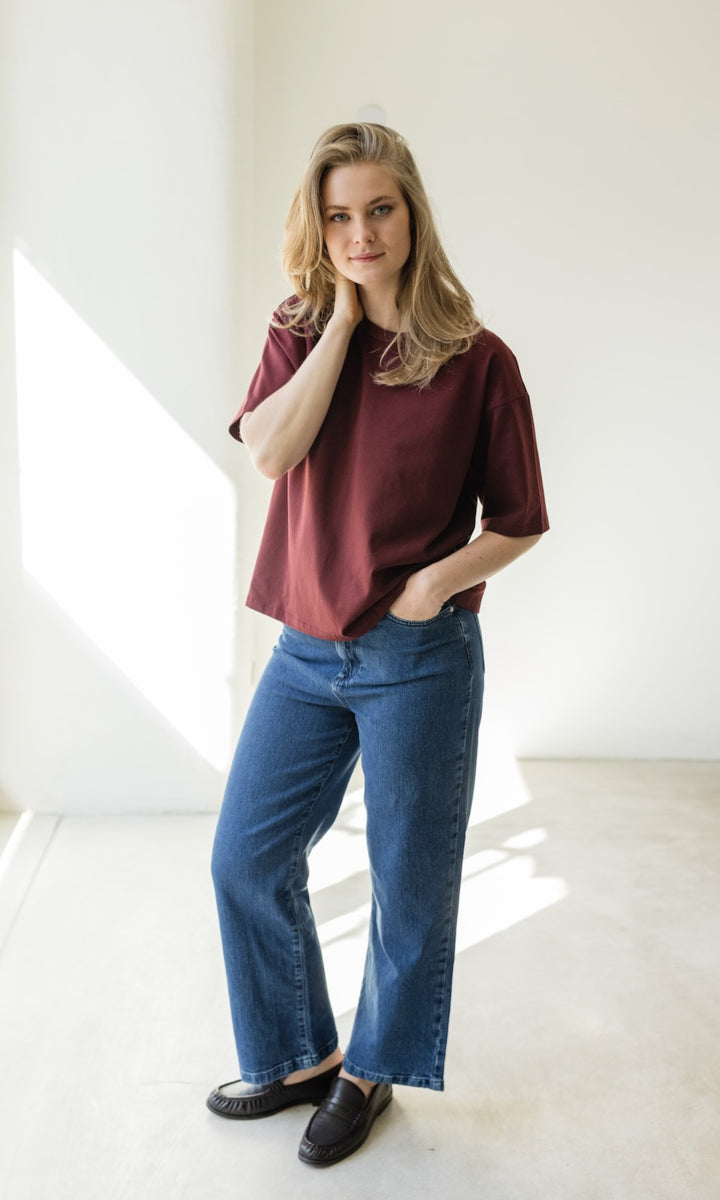 Oversized T-Shirt in Burgund - abricot coco
