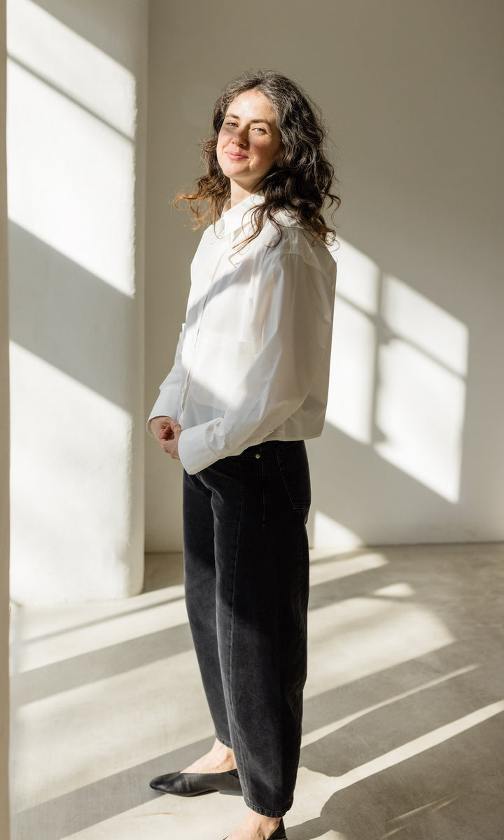 Cropped Oversized Hemd in Weiß