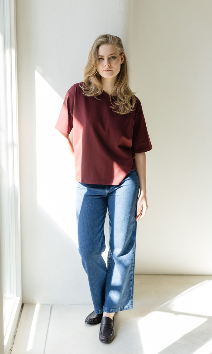 Oversized T-Shirt in Burgund - abricot coco