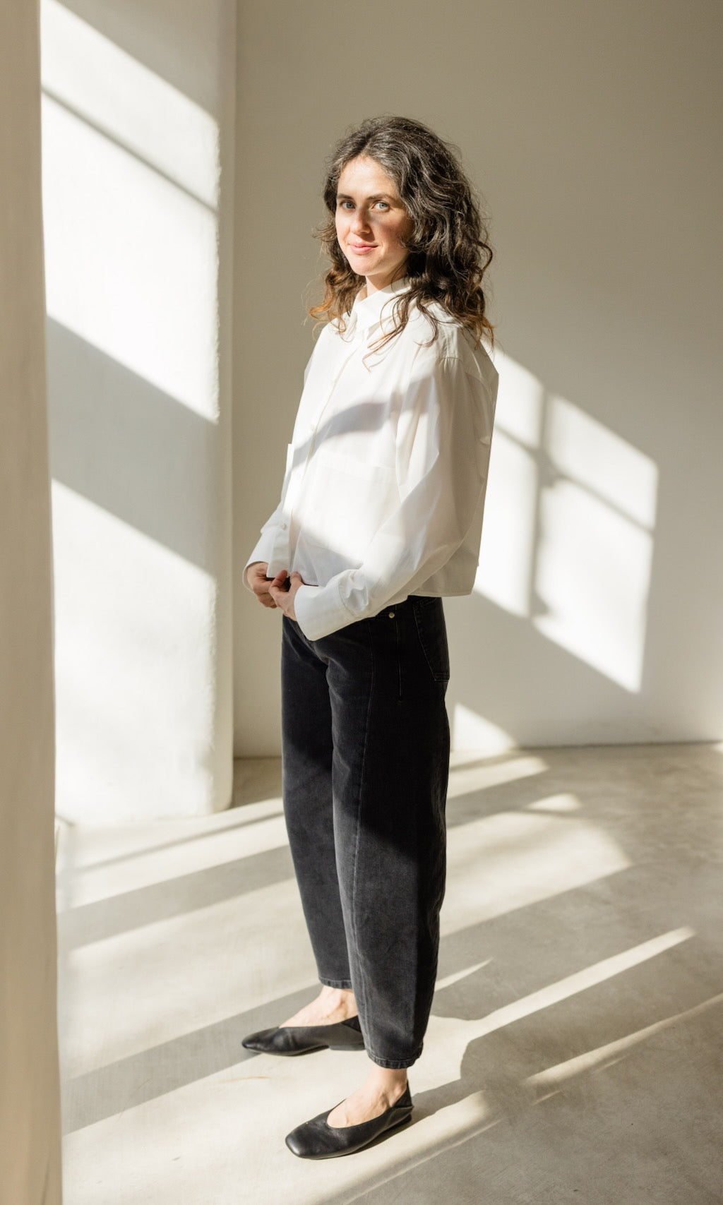 Barrel Jeans aus Bio Baumwolle Washed Black - abricot coco