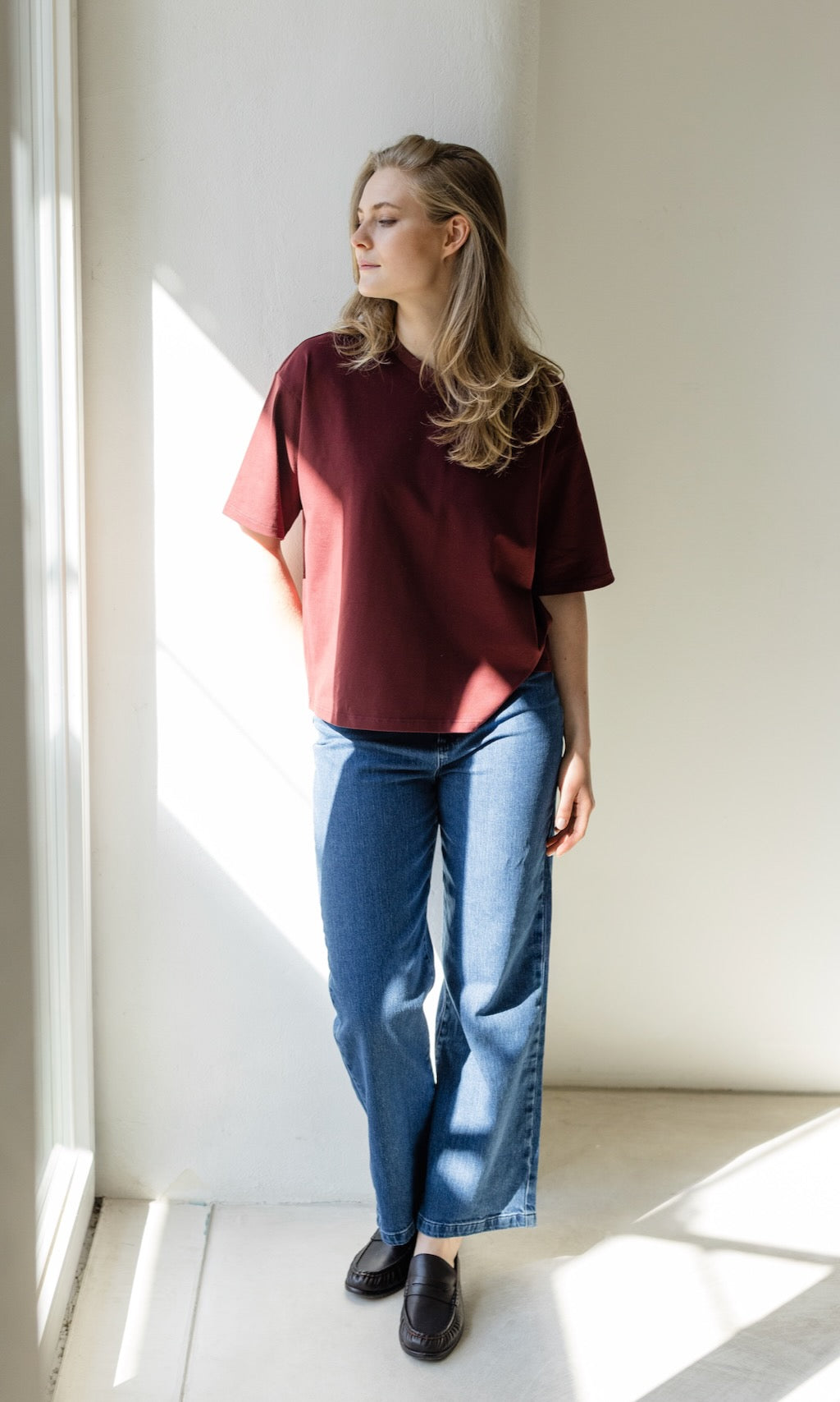 Oversized T-Shirt in Burgund - abricot coco