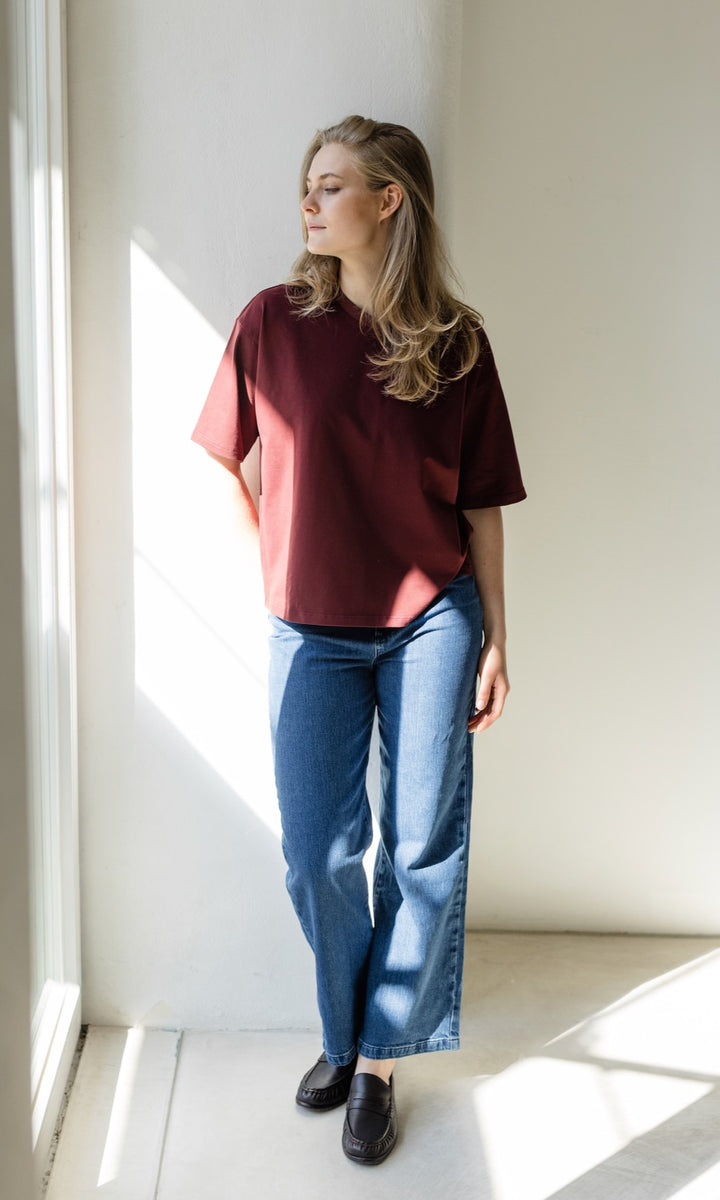 Oversized T-Shirt in Burgund - abricot coco