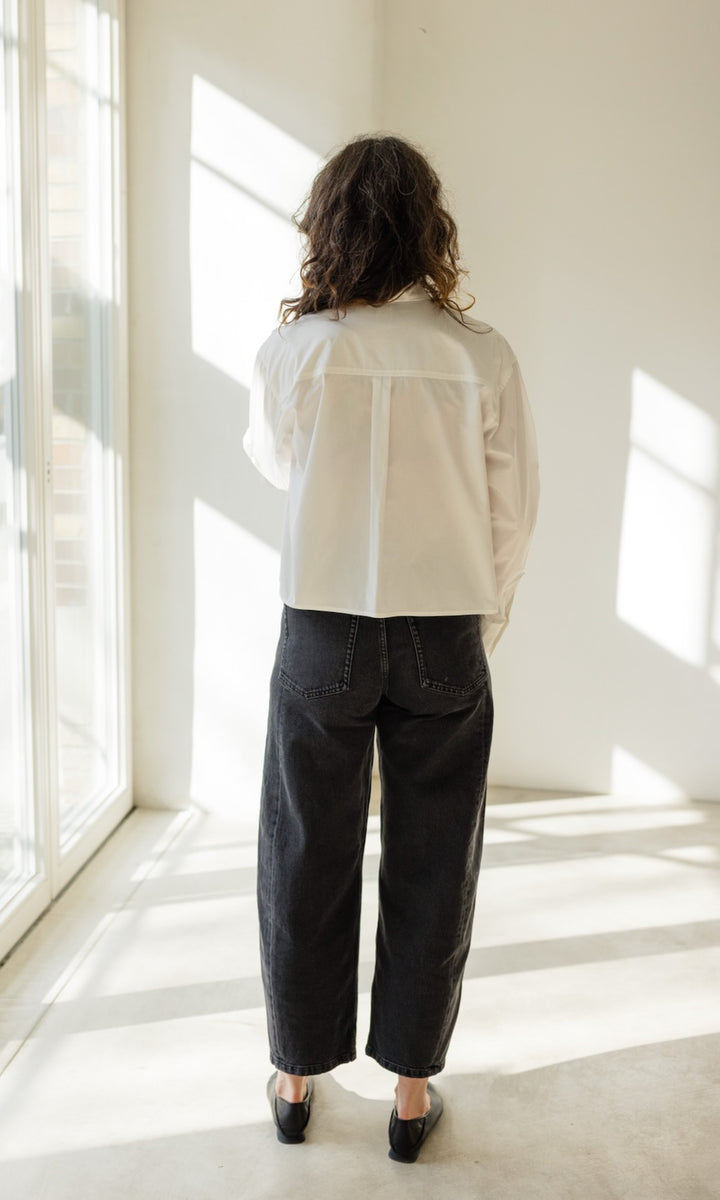 Cropped Oversized Hemd in Weiß