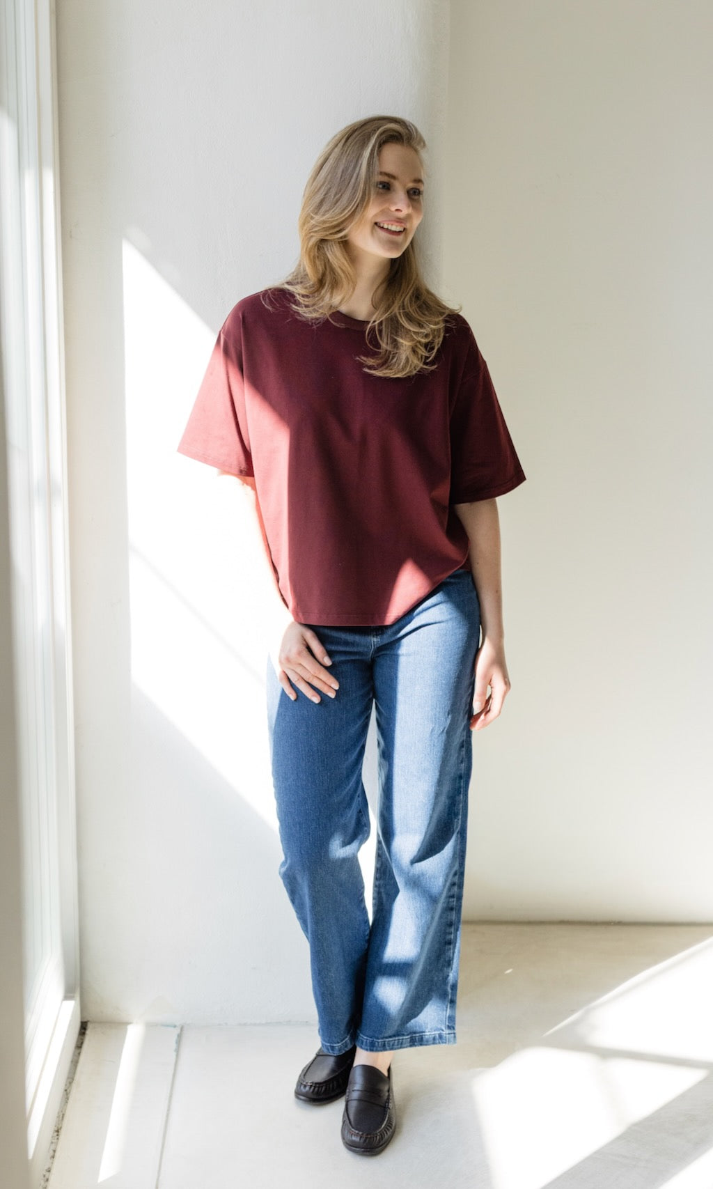 Oversized T-Shirt in Burgund - abricot coco